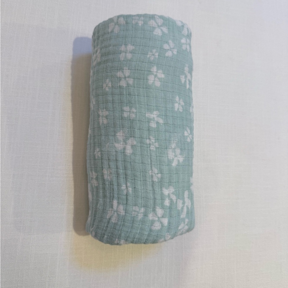 Mint Green Floral Aden + Anais Muslin Swaddle Blanket